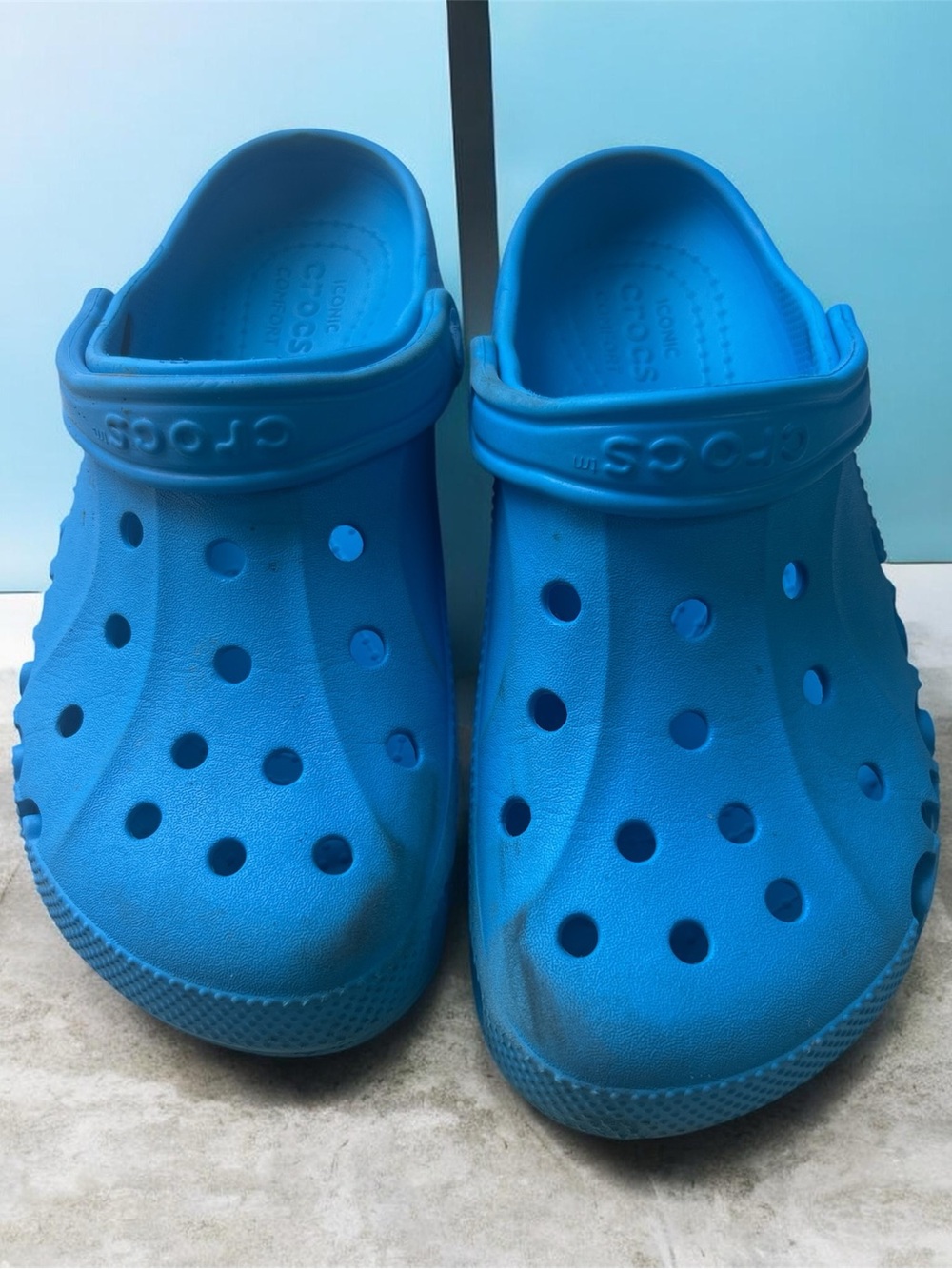 Crocs Baya Clog Blue Shoes Junior J6 Women Size 8 Slip On Water Sandals Comfort